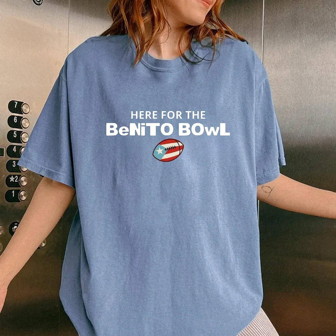 Vintage Here For Benito Bowl Tee Bad Bunny Super Bowl 2026 Retro Fan Gear Gift Ideas