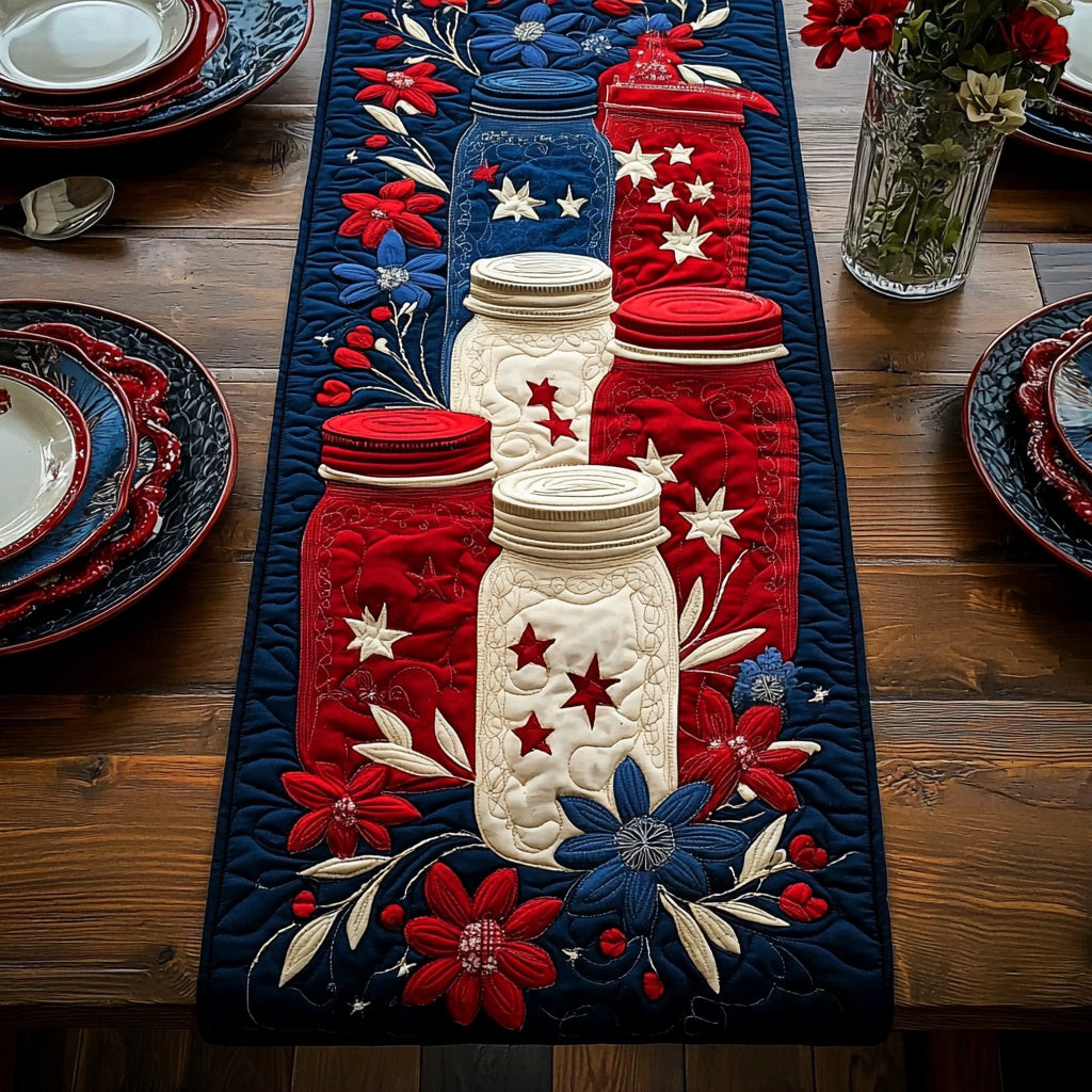 Vintage Honor Quilted Table Runner Dining Table Decor Patriotic Themed Gifts