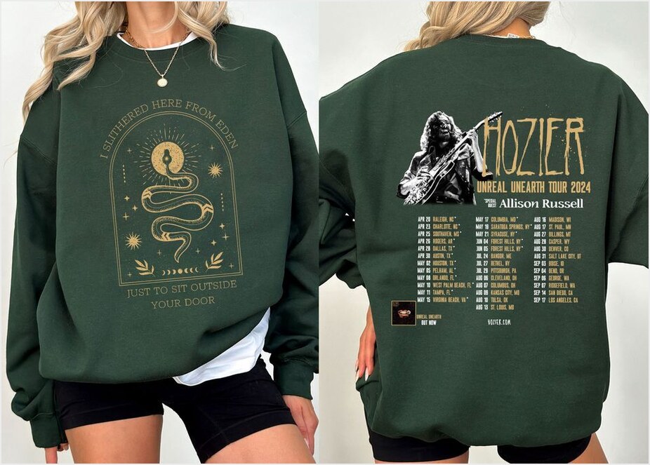 Vintage Hozier 2024 Tour Shirt, Hozier Unreal Unearth Tour 2024 Sweatshirt Gifts For Best Friend