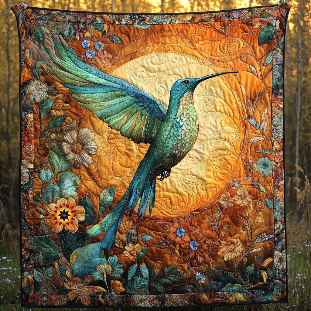 Vintage Hummingbird Xmas Quilted Blanket Blanket Coolf Gifts For Grandparents