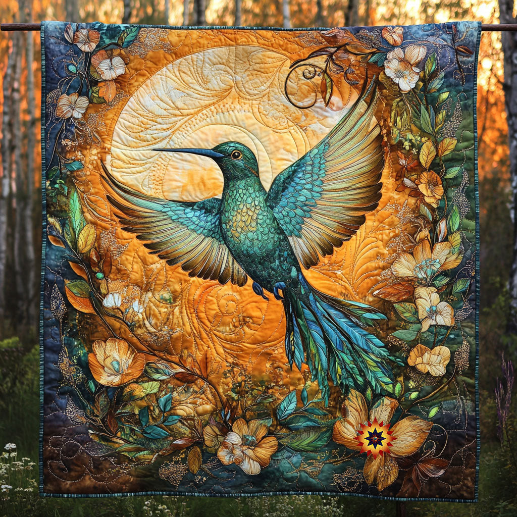 Vintage Hummingbird Xmas Quilted Blanket Blanket Coolf Gifts For Married Couples