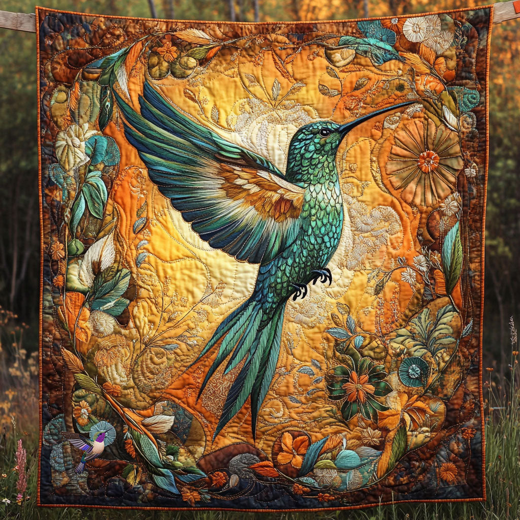 Vintage Hummingbird Xmas Quilted Blanket Blanket Coolf Gifts For Older Couples