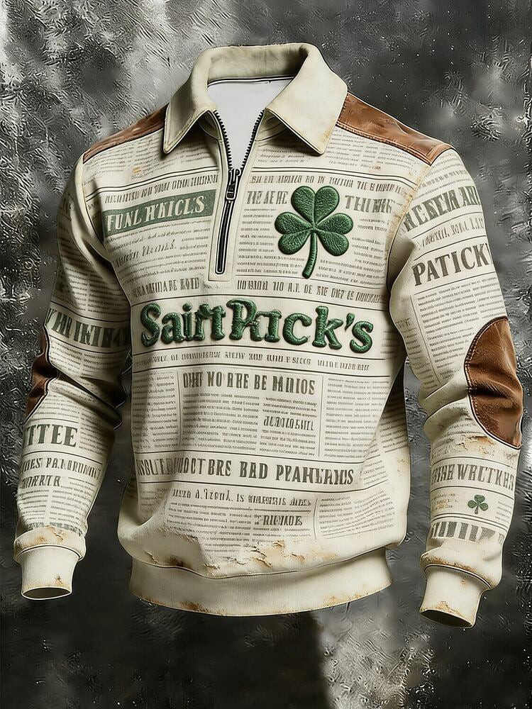 Vintage Irish Saint Patrick's Day Half Zip Polo Sweatshirt St Patrick's Day Men's Apparel Gifts