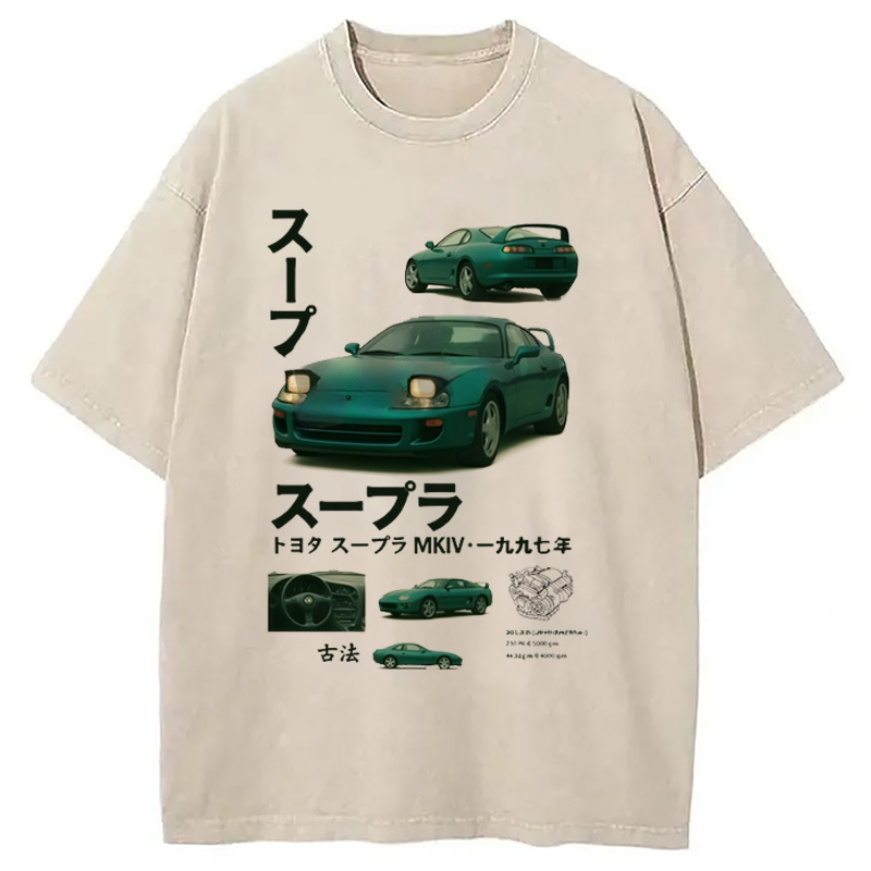 Vintage Japanese Car Washed T-Shirt Minimal Retro Graphic Clothing Gifts For Best Friend