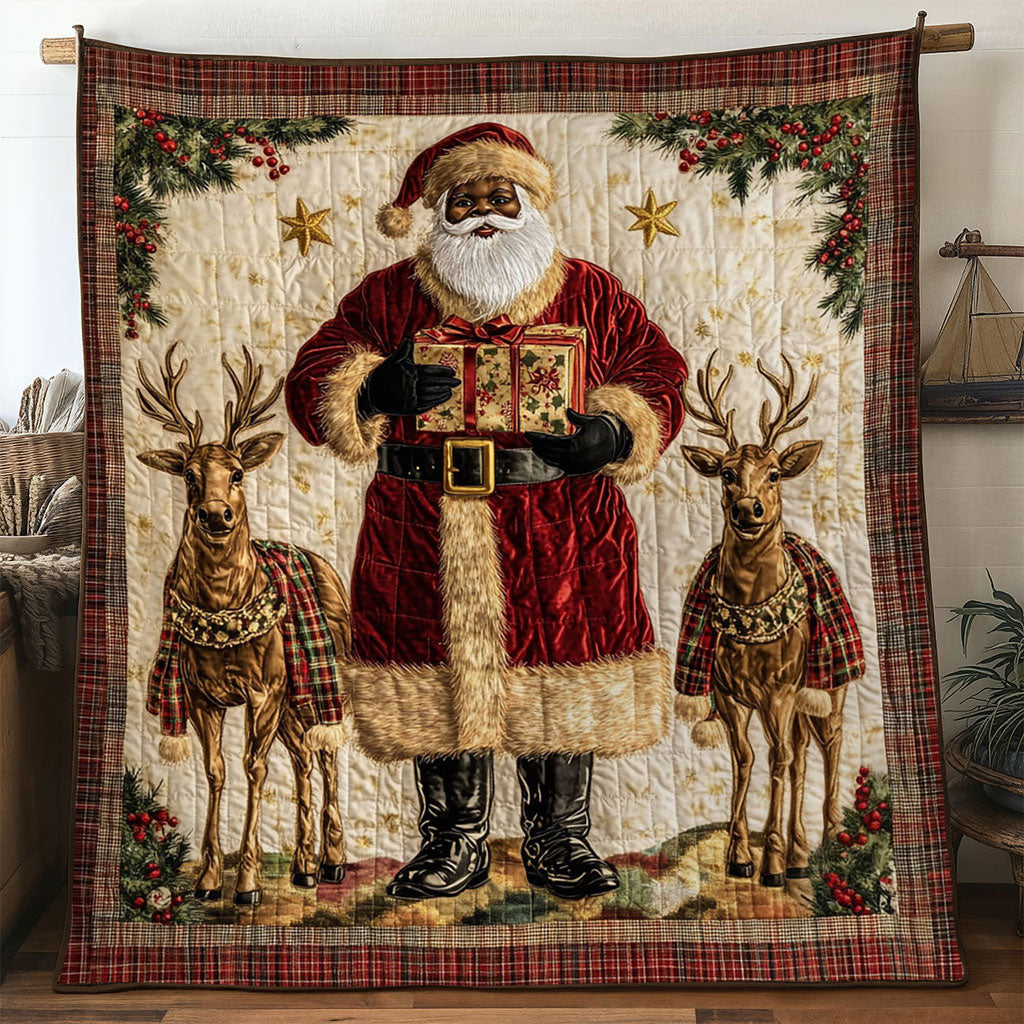 Vintage Joy Black Santa Claus Quilt Blanket King Blanket Things To Get Your Mom For Christmas
