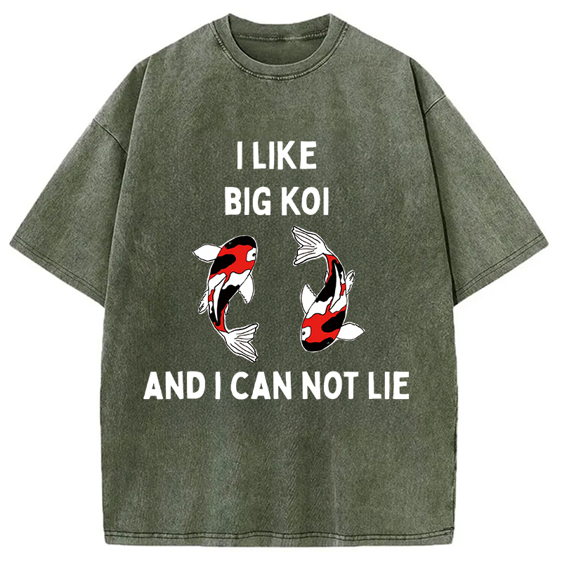 Vintage Koi Fish I Like Big Koi Washed T-Shirt Retro Streetwear Graphic Top Gifts For Sister Vintage Koi Fish I Like Big Koi Washed T-Shirt Retro Streetwear Graphic Top Gifts For Sister