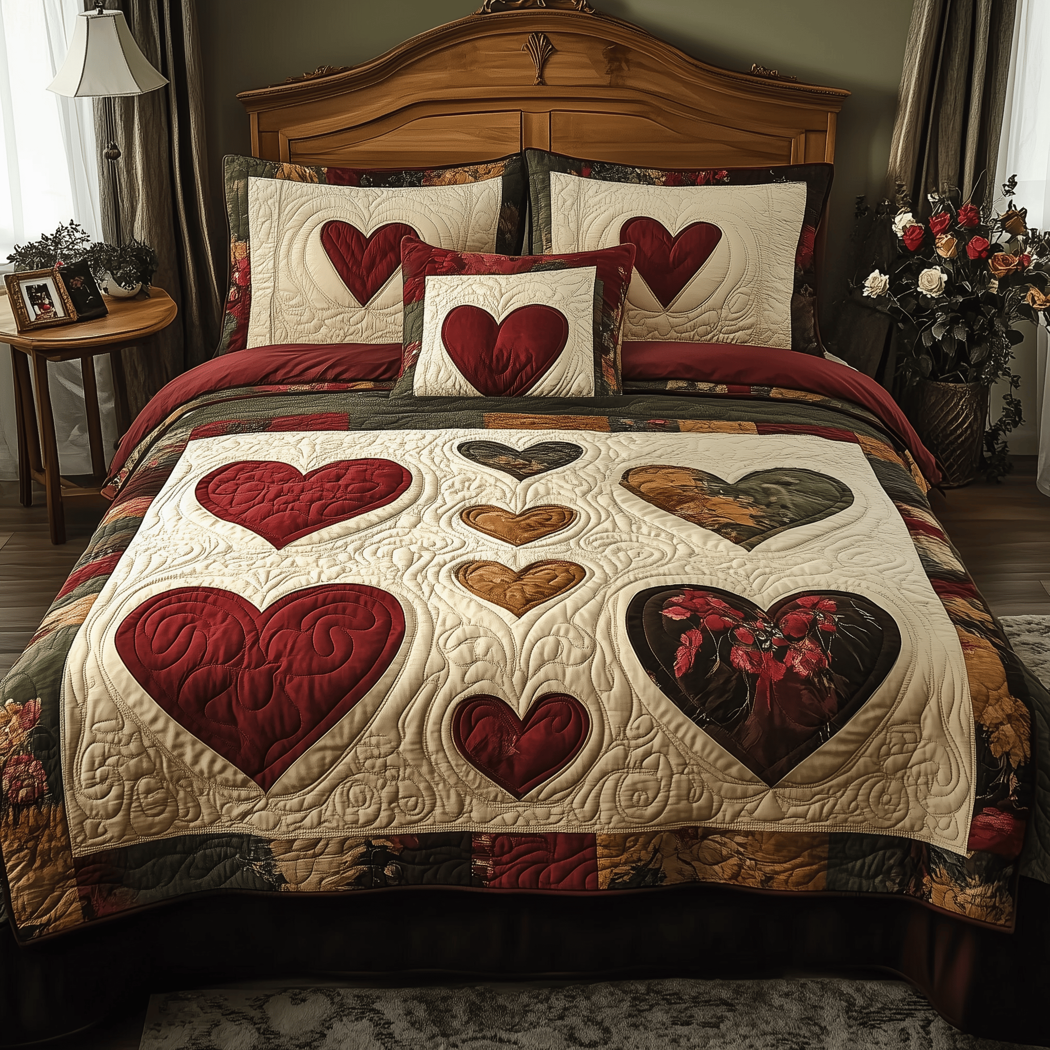 Vintage Love Quilted Bedding Set Christmas Bedding Set Anniversary Gifts For Couples