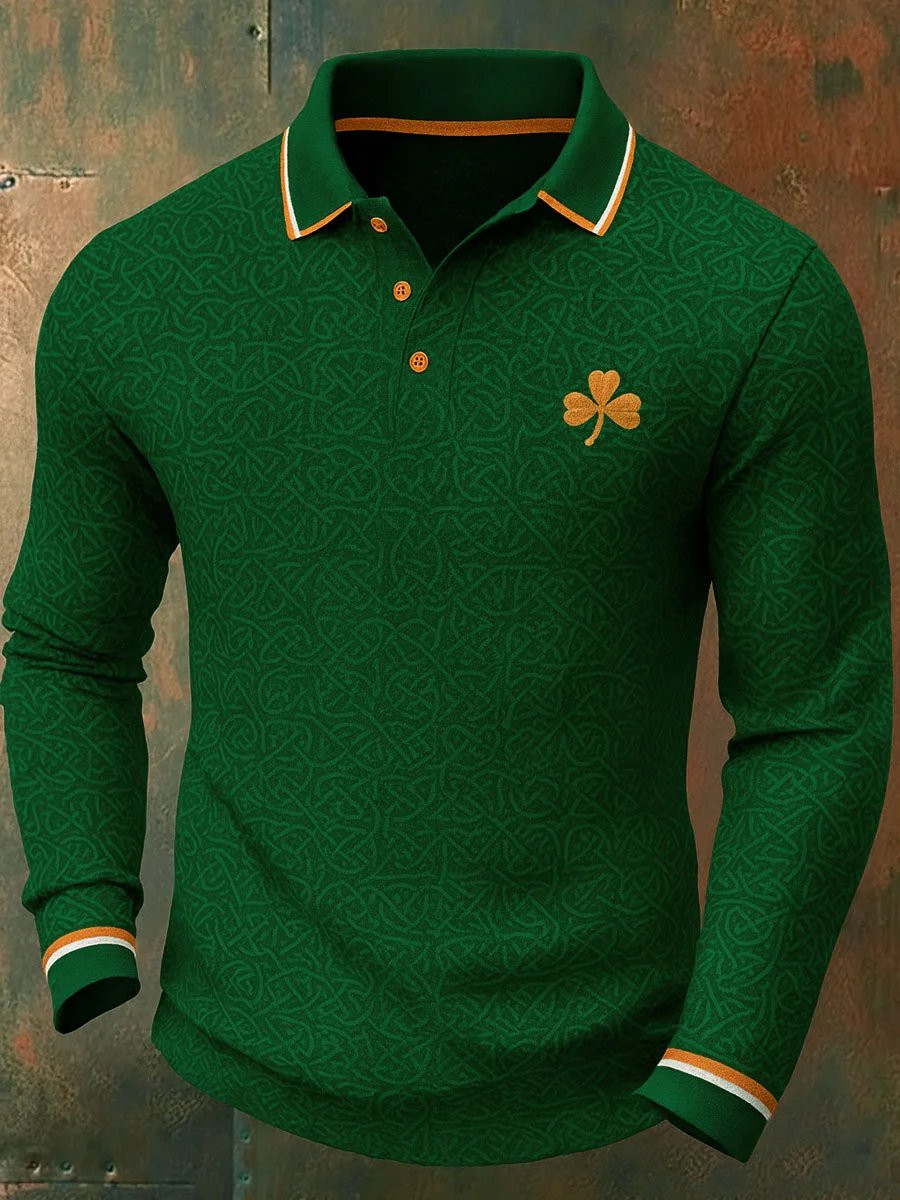 Vintage Lucky St Patricks Day Art Polo Long Sleeve St Pattys Day Outfit Ideas Gifts For Family