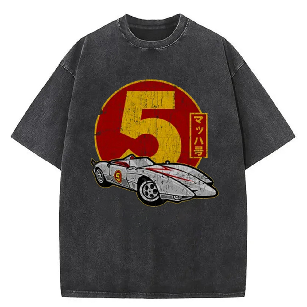 Vintage Mach Five Speed Racer Washed T-Shirt Unique Aesthetic Fashion Tee Gifts For Him Vintage Mach Five Speed Racer Washed T-Shirt Unique Aesthetic Fashion Tee Gifts For Him