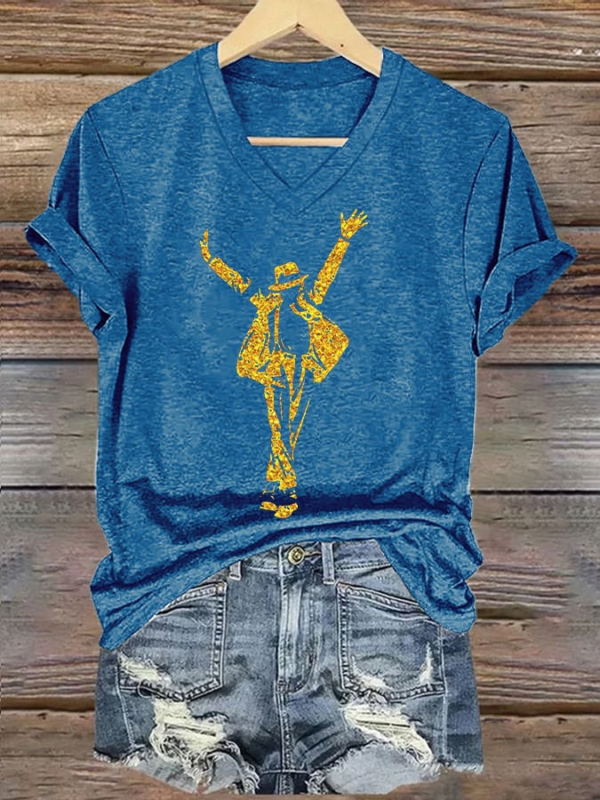 Vintage Michael Jackson V-Neck Shirt King Of Pop Tribute Clothing Gift For MJ Fans