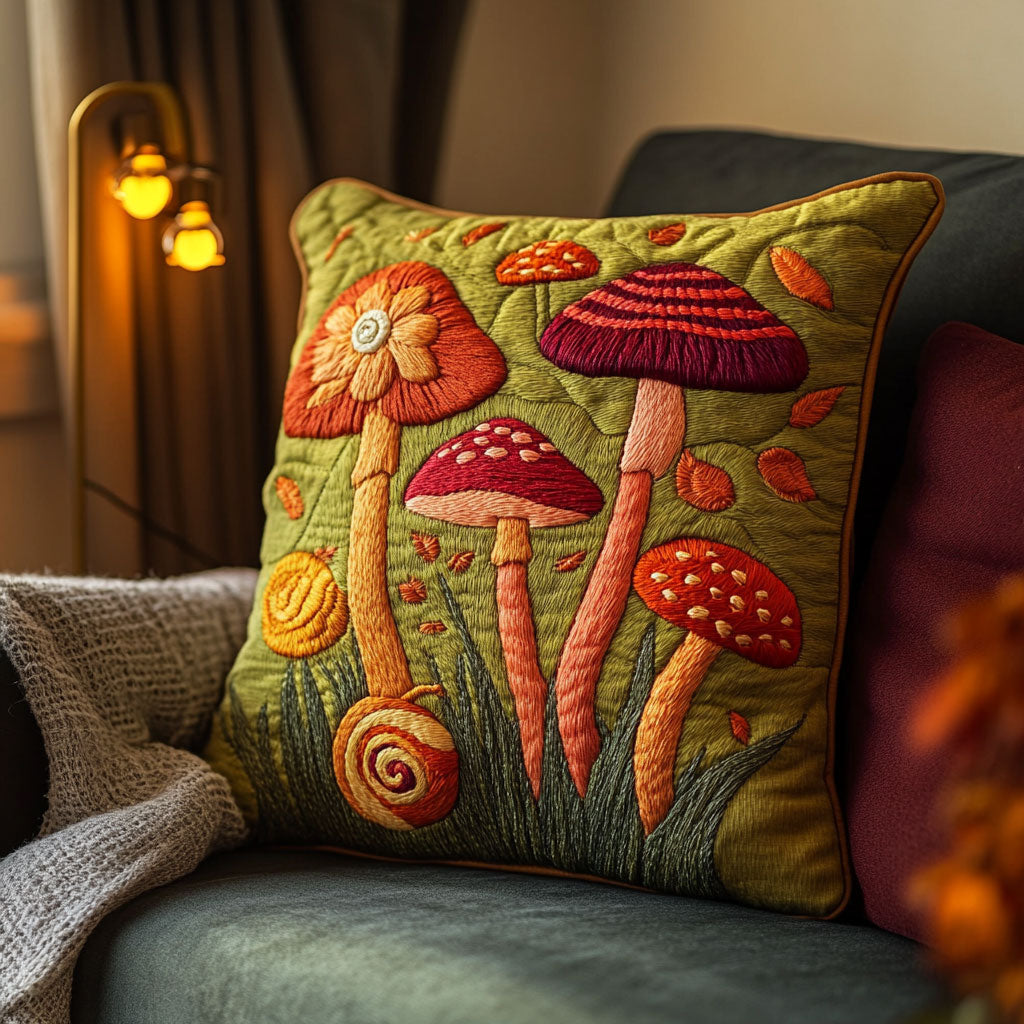 Vintage Mushroom Quilt Pillow Case Perfect Pillow Case Gift for Family and Friends