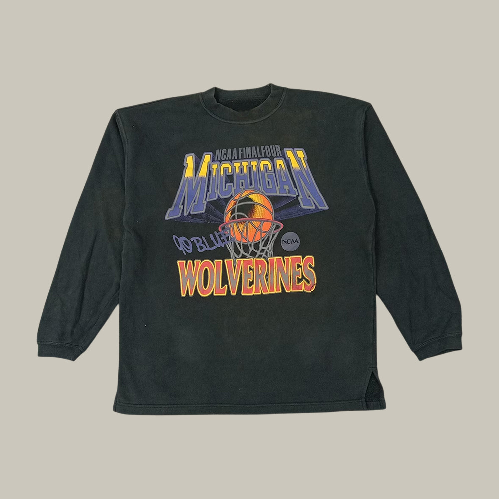 Vintage NCAA Michigan Wolverines Basketball Long Sleeve Shirt Game Day Clothing Best Fan Gift