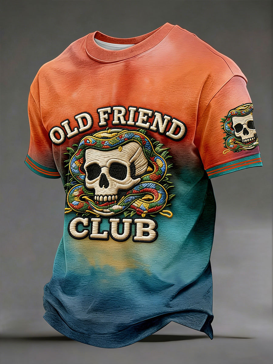 Vintage Old Friend Club T-Shirt Funny Skull Clothing Gift Ideas For Men