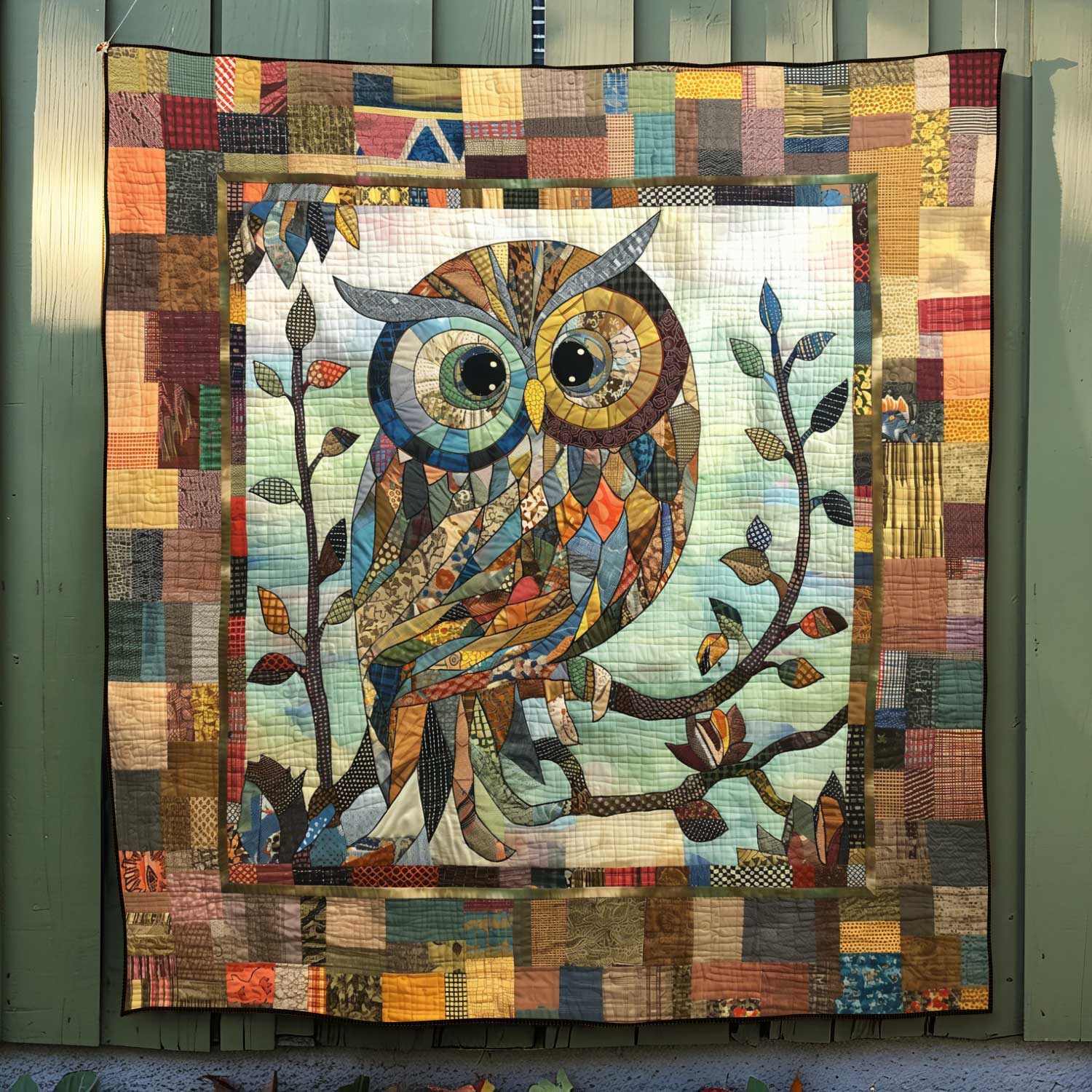 Vintage Owl Patchwork Quilted Blanket Gift For Owl Lover