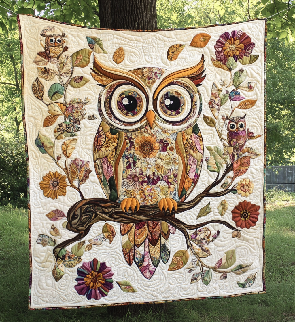 Vintage Owl Quilted Blanket Gift For Owl Lover