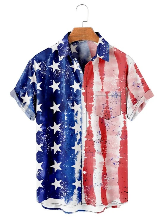 Vintage Patriotic American Flag Hawaiian Shirt Independence Day Apparel Gift For Dad