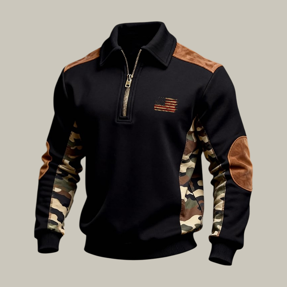 Vintage Patriotic American Flag Quarter Zip Sweatshirt Fourth Of July Apparel Gift For Husband