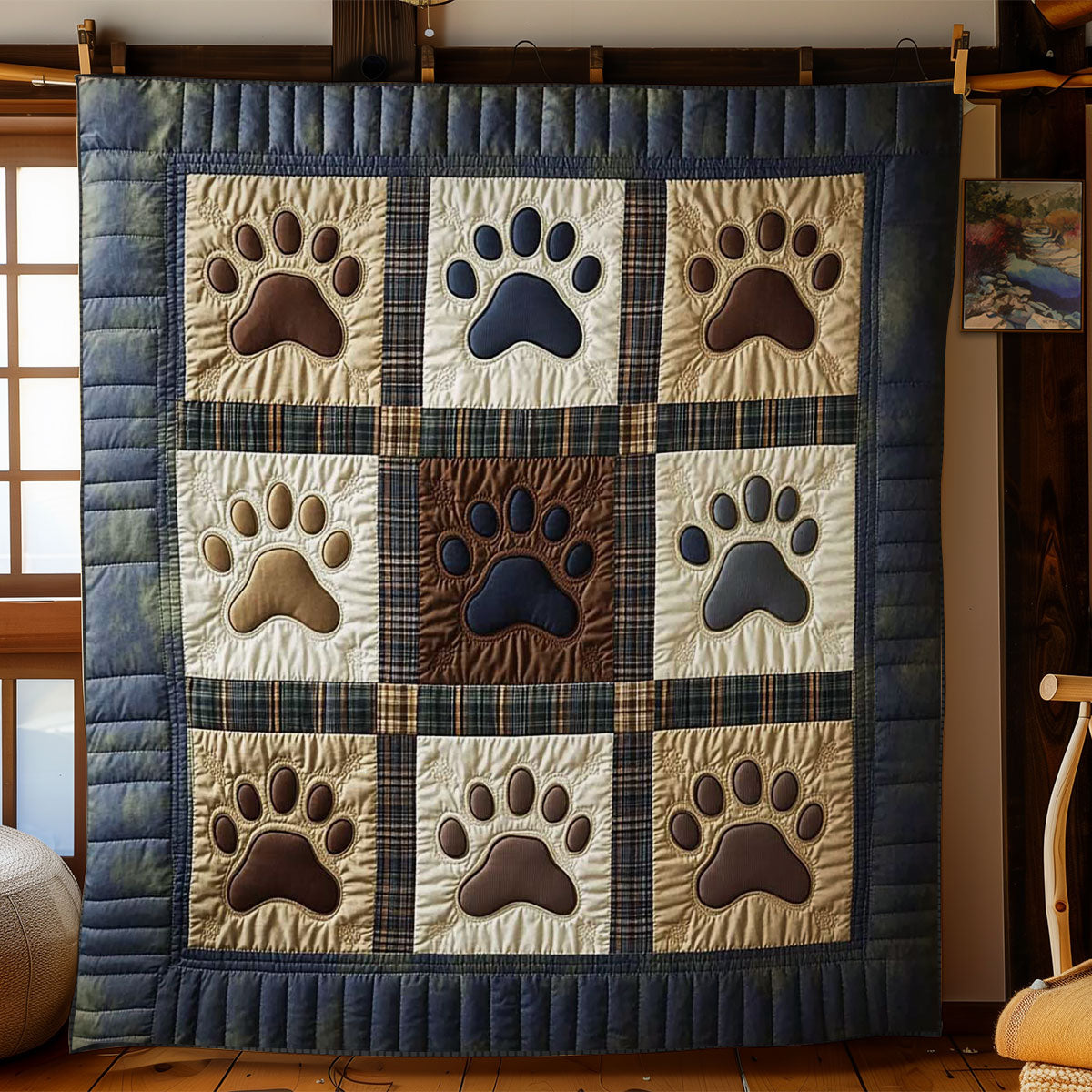 Vintage Paw Dog Quilted Blanket Throws And Blankets Christian Gifts For Couples