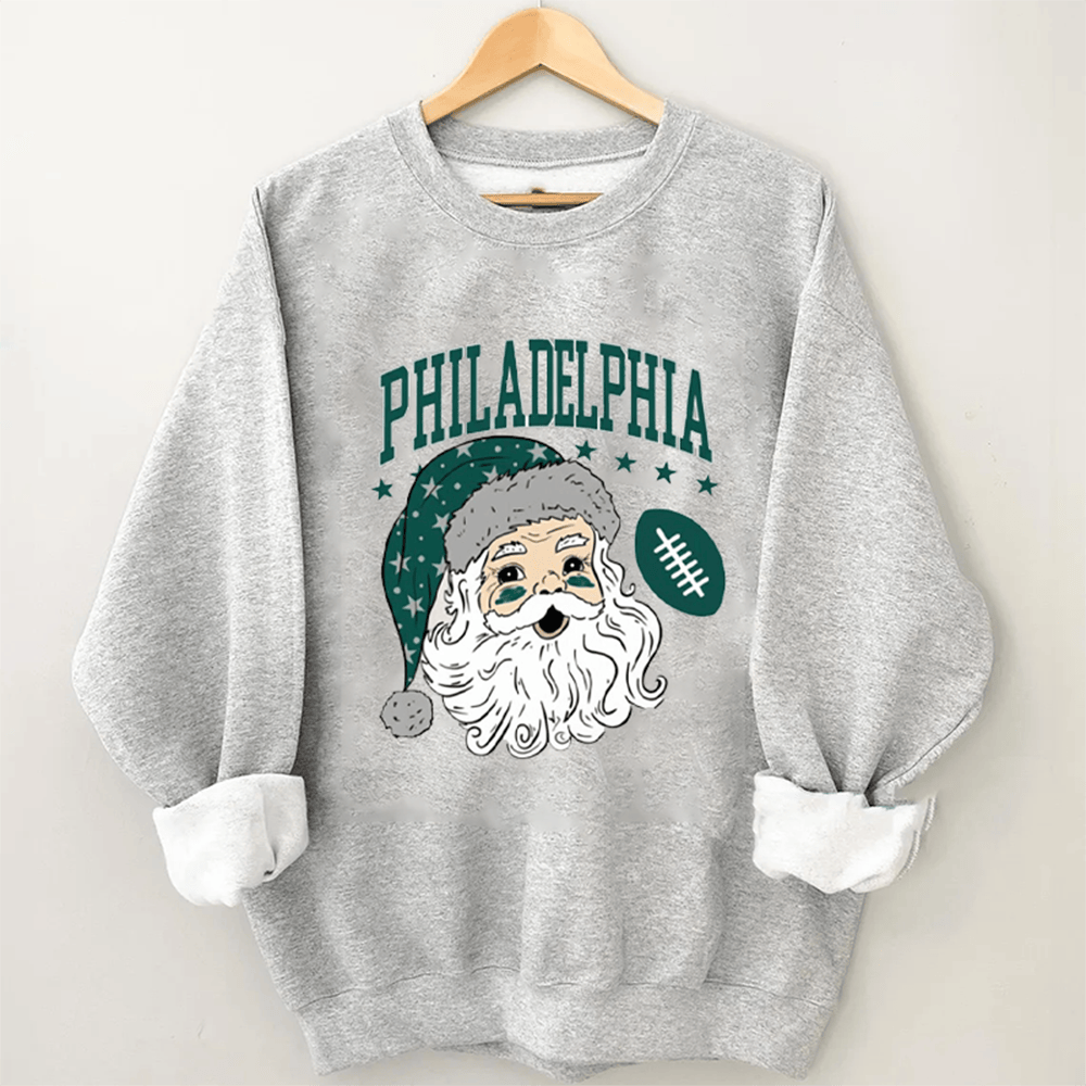 Vintage Philadelphia Football Christmas Santa Sweatshirt Unique Clothing Gift For Men