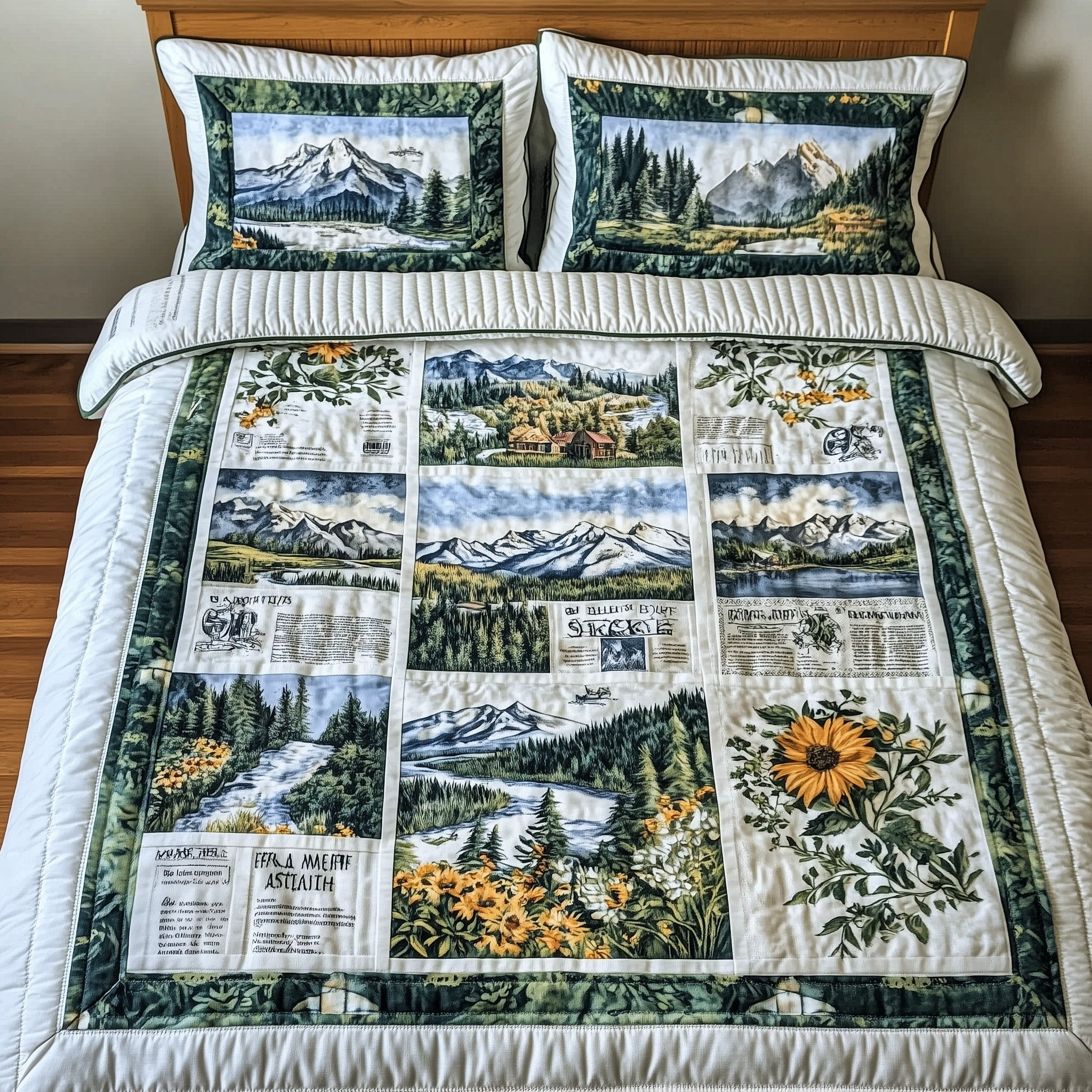 Vintage Postcard Quilted Bedding Set Duvet Cover Merchandise Gifts For Stamp Lovers