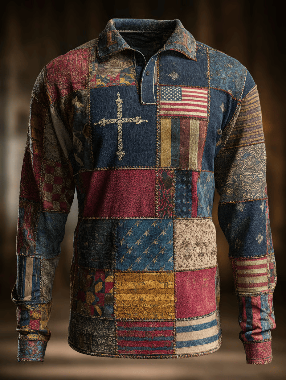 Vintage Religious Cross Polo Shirts US Patriot Clothing Great Gifts For Brothers