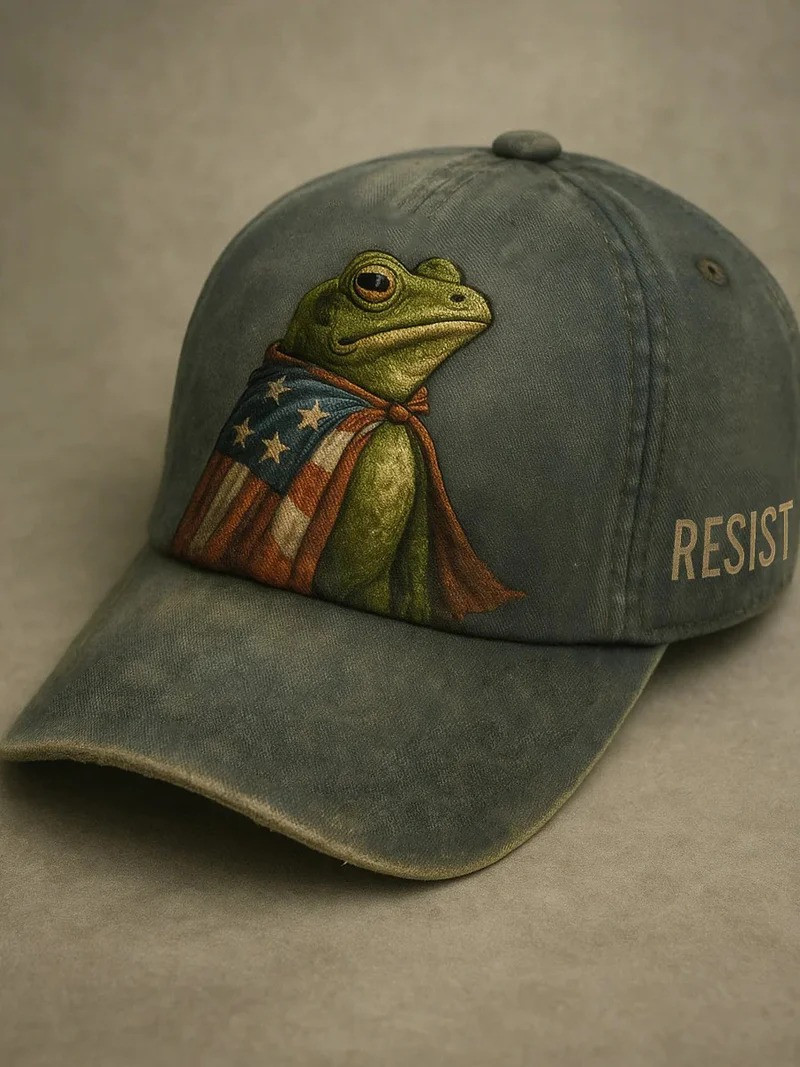Vintage Resist Frog American Flag Baseball Cap No Ice Merch Gifts For Supporters