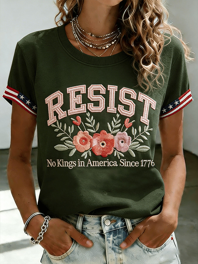Vintage Resist T-Shirt No Kings In America Since 1776 Clothing Gift For Women
