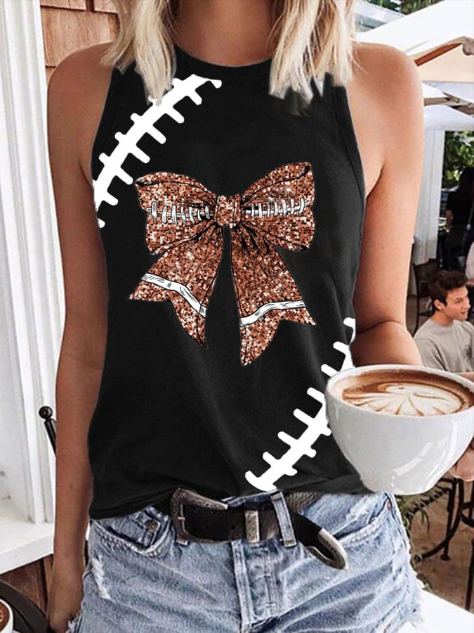 Vintage Ribbon Graphic Football Tank Top Football Themed Clothing Game Day Gift Ideas