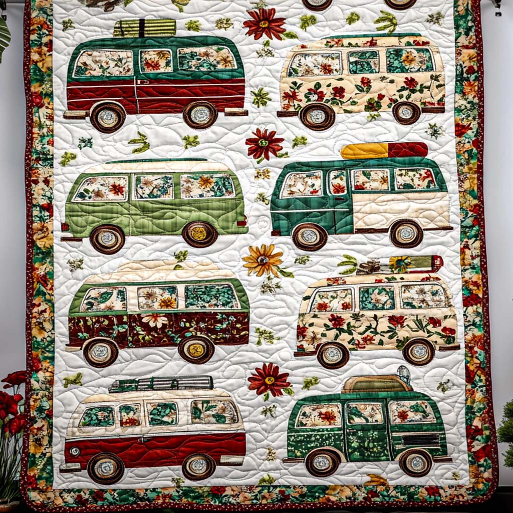 Vintage Roadtrip Charm Quilted Blanket Xmas Holiday Unique Christmas Gifts For Family