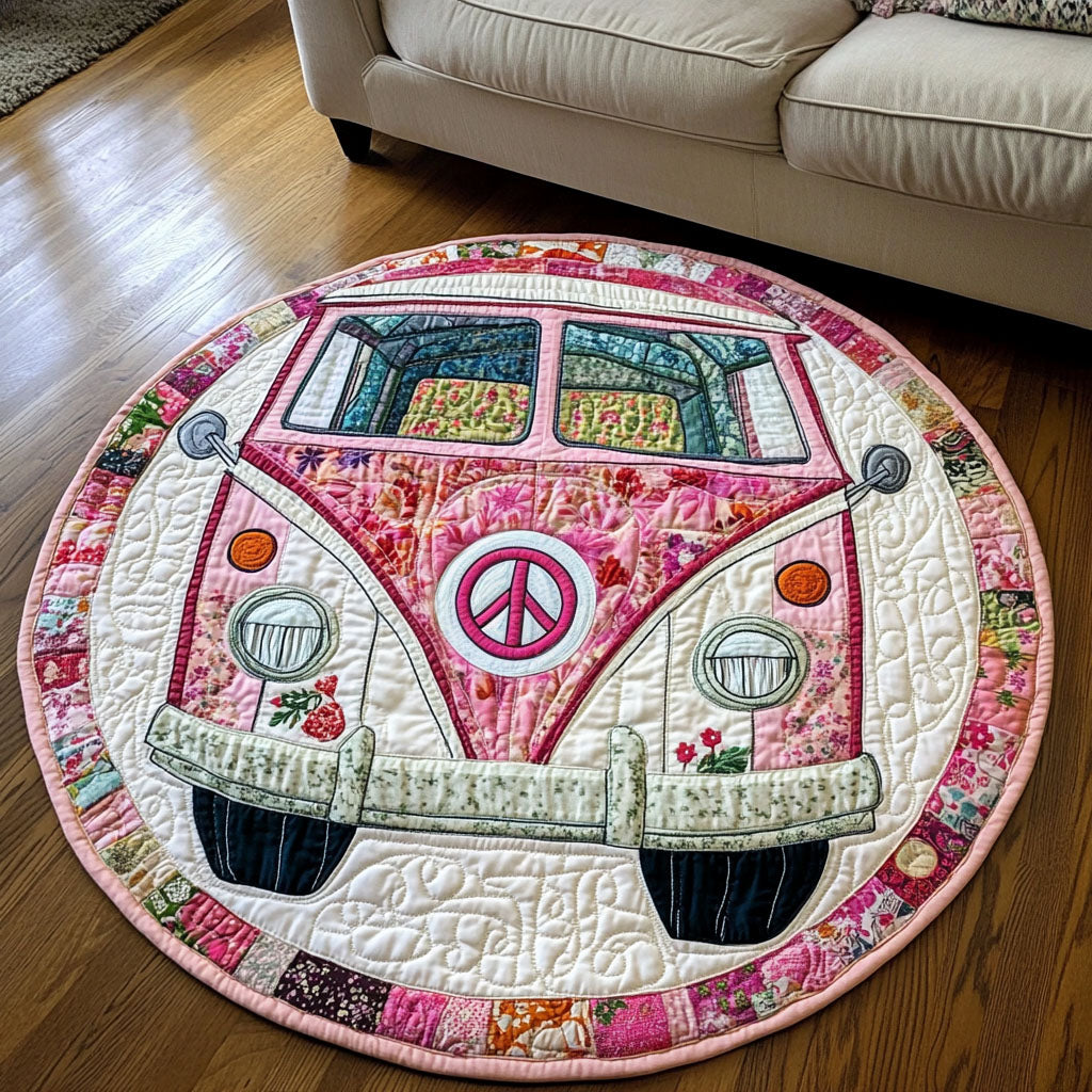 Vintage Rose Cruiser Quilted Round Mat Front Door Idea Good Presents For Farmers