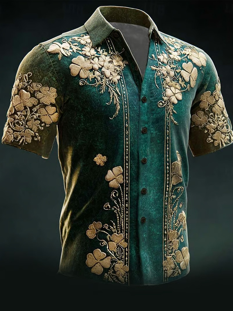 Vintage Saint Patrick's Day Hawaiian Shirt Irish Holiday St Patrick's Day Button Down Shirt