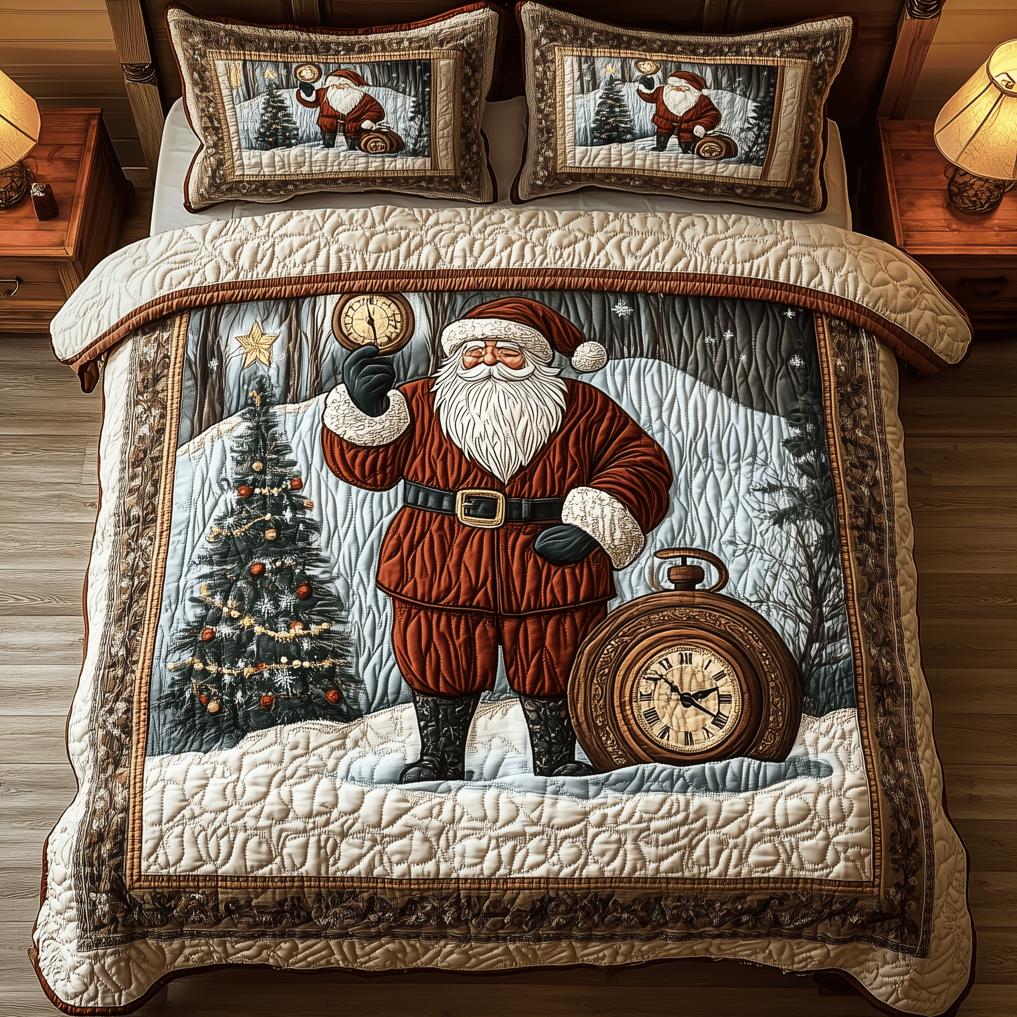 Vintage Santa Quilted Bedding Set Christmas Bedding Set Christmas Gift Ideas For Couples