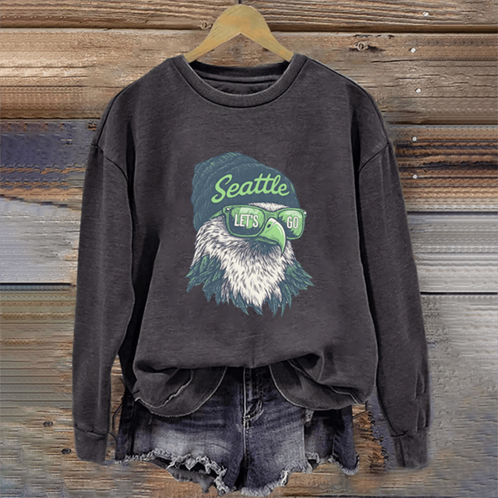 Vintage Seattle Football Sweatshirt Game Day Apparel Birthday Presents For Football Players