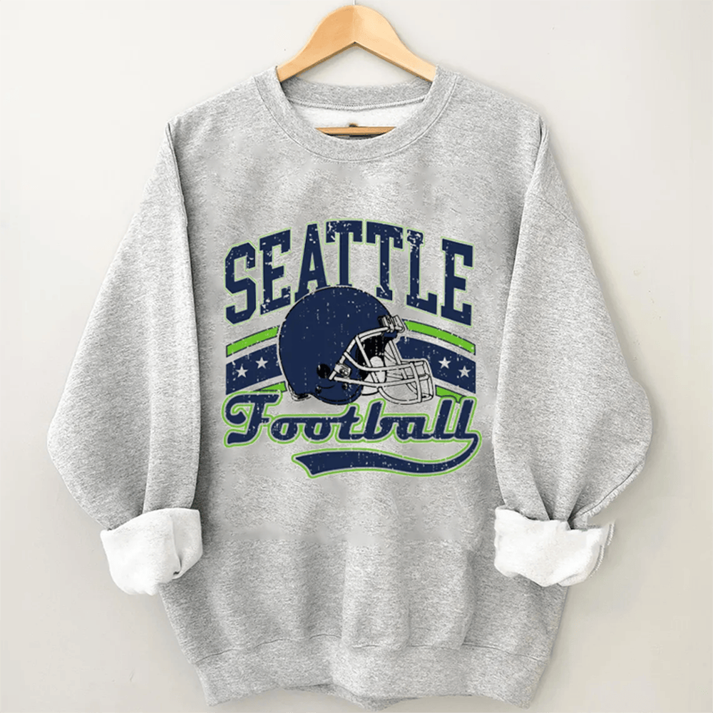 Vintage Seattle Football Sweatshirt Game Day Apparel Unique Gift For Dad
