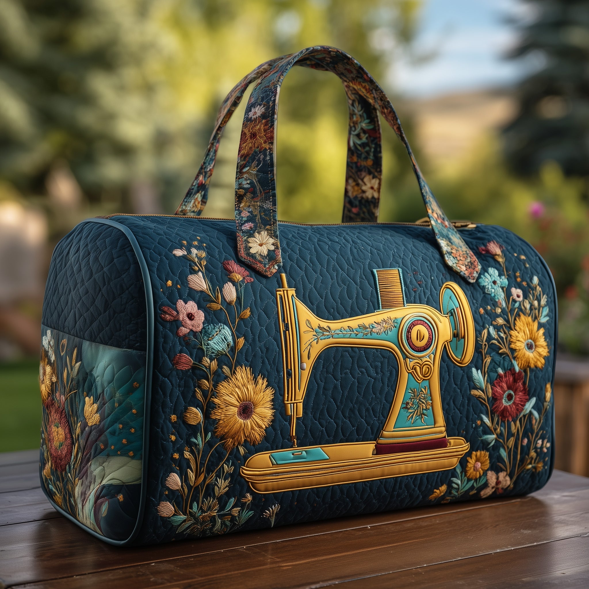 Vintage Sewing Machine Quilted Duffle Bag Practical And Versatile