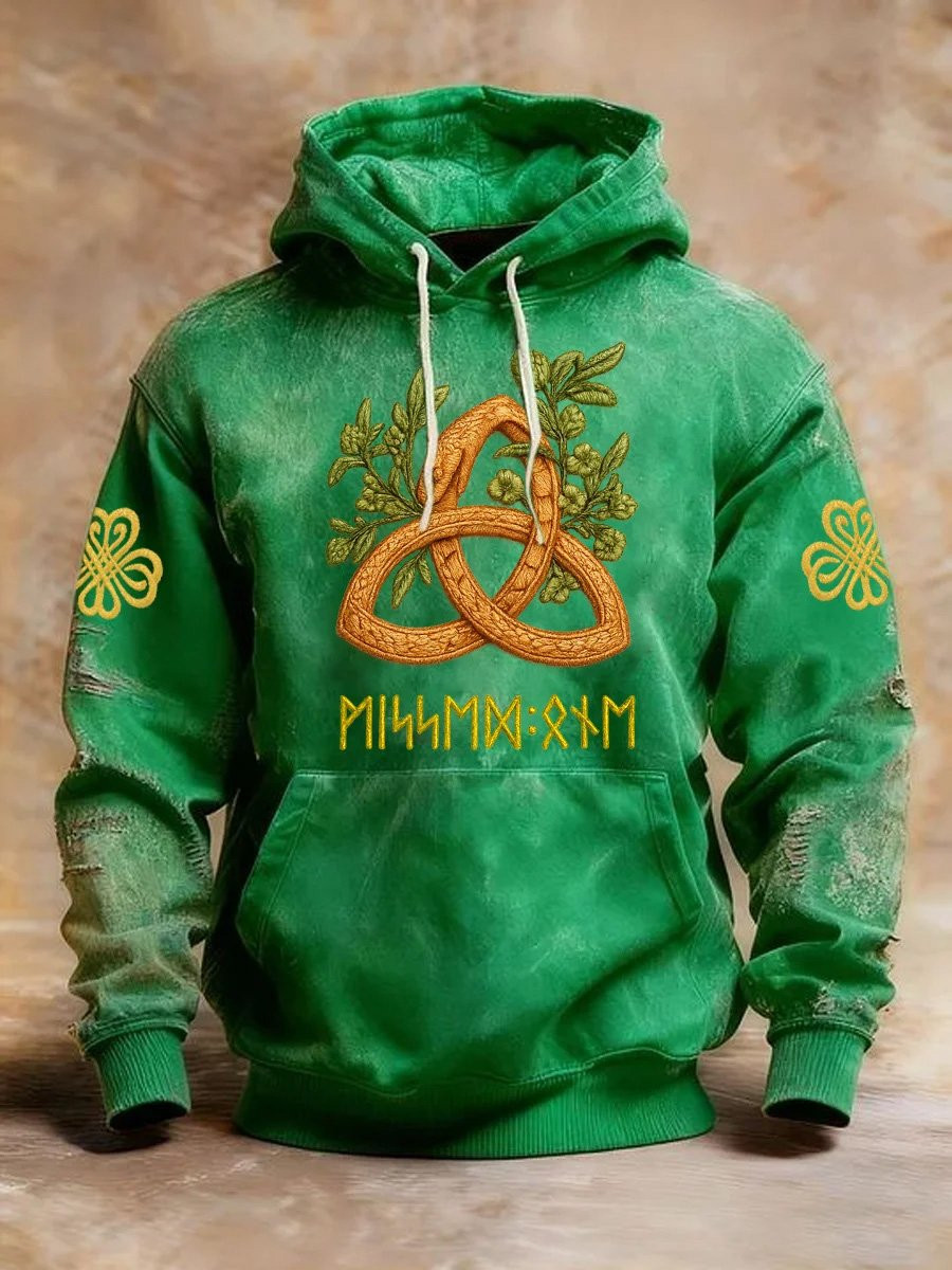 Vintage St Patricks Day Hoodie Celtic Trinity Knot St Patrick's Day Hooded Sweatshirt Gifts