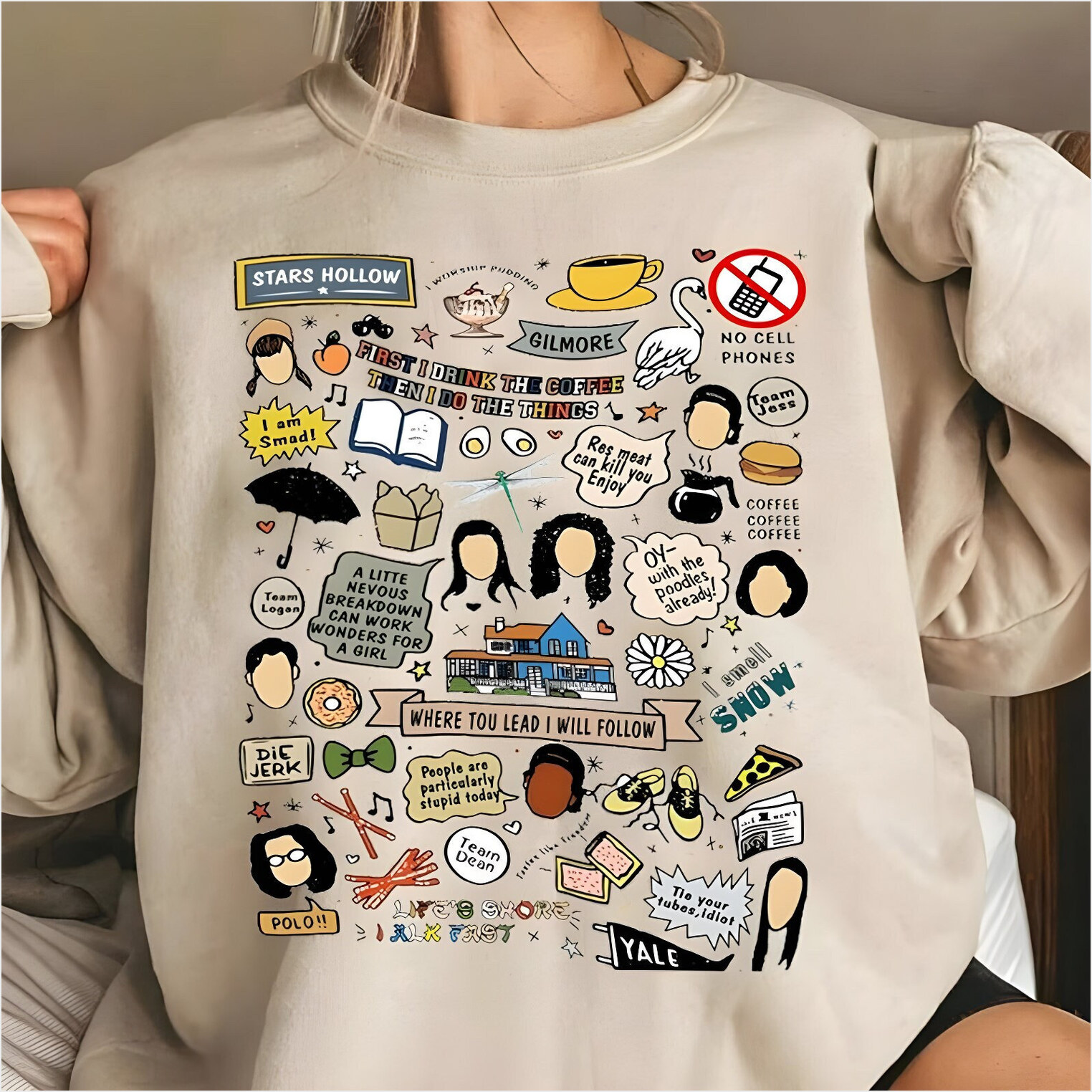 Vintage Stars Hollow Sweatshirt, Gilmore Girls Sweatshirt, LukeS Diner Coffee TShirt Gifts For Sister