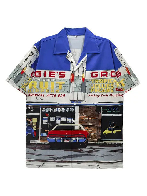 Vintage Street Car Hawaiian Shirt Vintage Style Apparel Gifts For Car Lovers