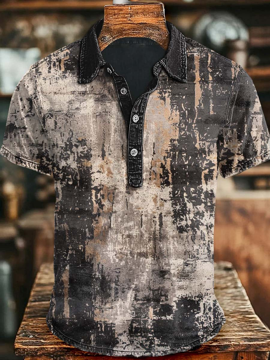 Vintage-style Rendering Color-blocking Art Print Casual Short-sleeved Polo Shirt Halloween Gift Ideas For Brother