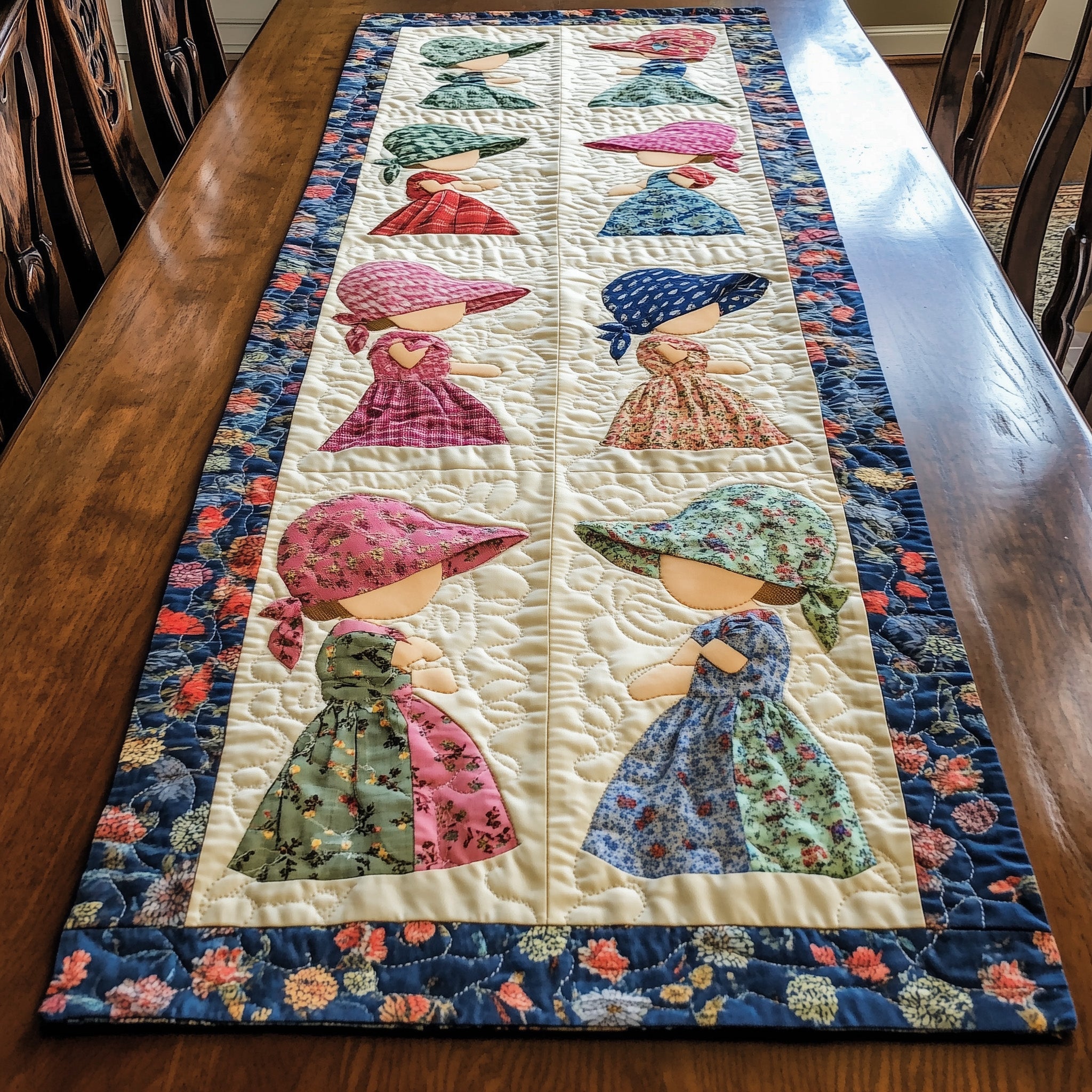 Vintage Sunbonnet Sue Quilted Table Runner Table Runner for Holiday Gatherings