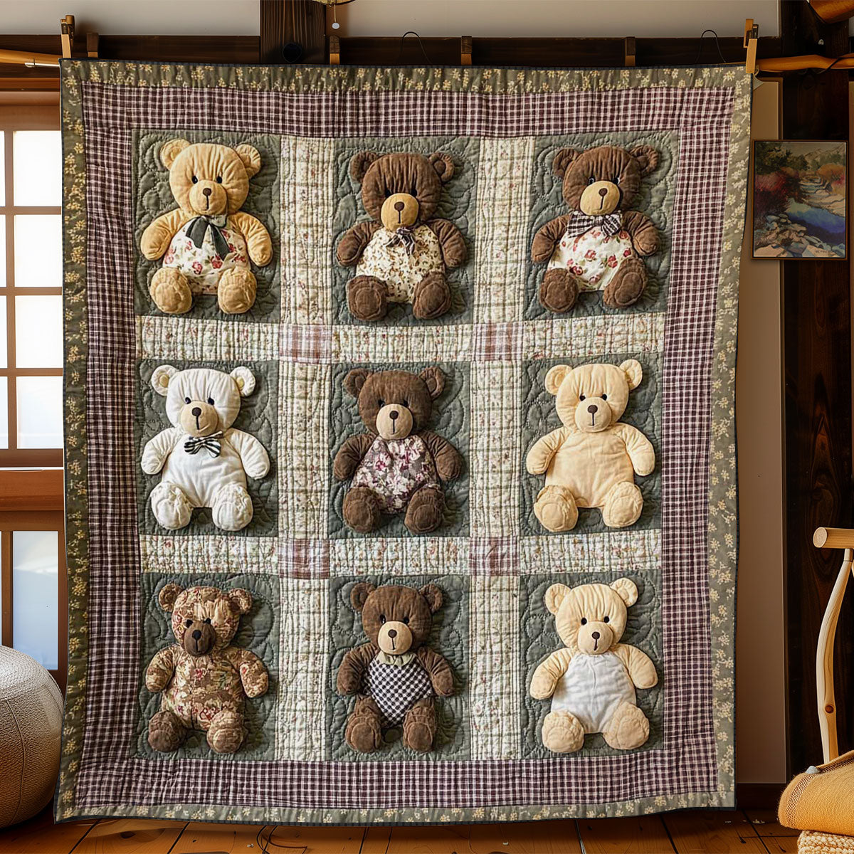 Vintage Teddy Bear Quilt Ultra-Soft Quilt Blanket for Hotel-Like Experience