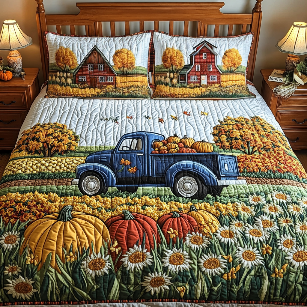 Vintage Truck Quilted Bedding Set Best Comforter Sets Autumn Gift Ideas