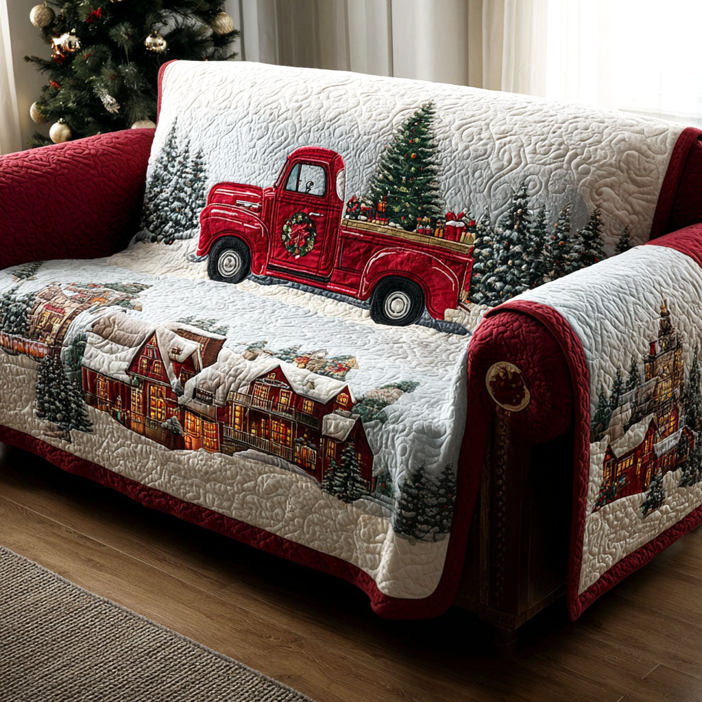 Vintage Truck Town Quilted Sofa Cover Santa Sofa Cover Best Friend Gift Ideas