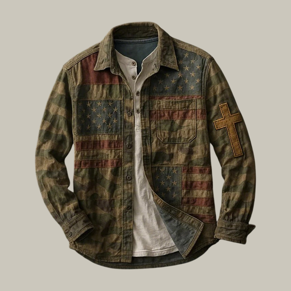 Vintage US 250Th Anniversary Faith Button Up Long Sleeve Shirt Fourth Of July Clothing Line