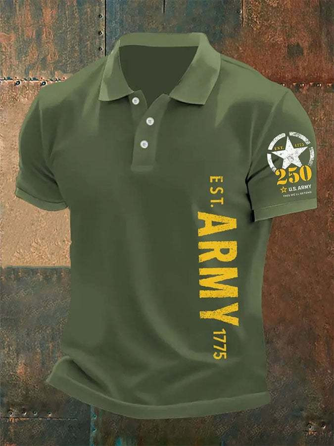 Vintage US Army 250th Anniversary This We'll Defend Est 1775 Polo Shirt Gifts For Dad
