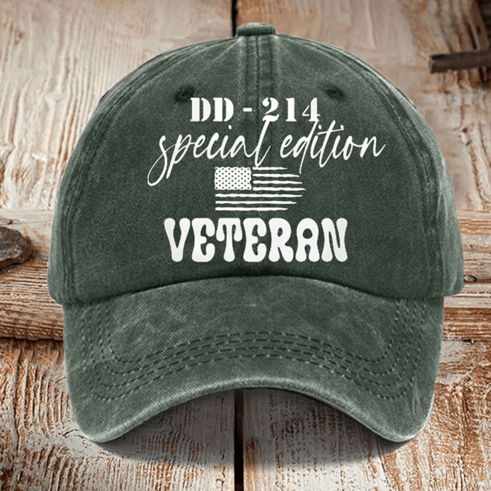Vintage US Veteran DD 214 Hat American Flag Design Honoring Veteran Cap Gifts For Dad