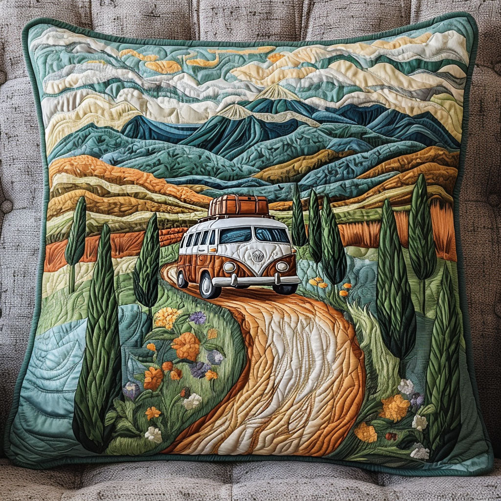 Vintage Vibes Escape Quilted Pillow Case Boho Pillow Covers Hippie Gift Ideas