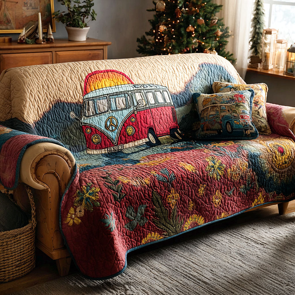 Vintage Wanderer Quilted Sofa Cover Indoor Decor Best Gifts For Hippie Friends