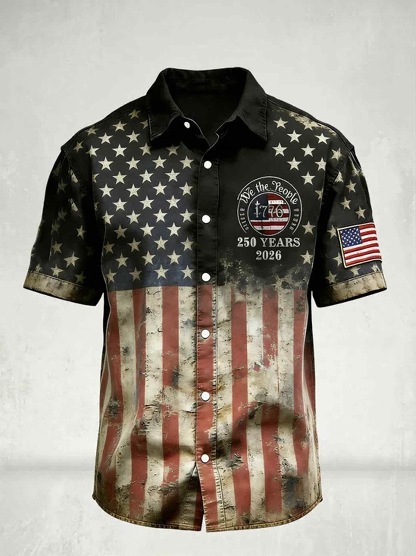 Vintage We The People Button Shirt 250 Years 1776 2026 Clothing Gifts For Independence Day