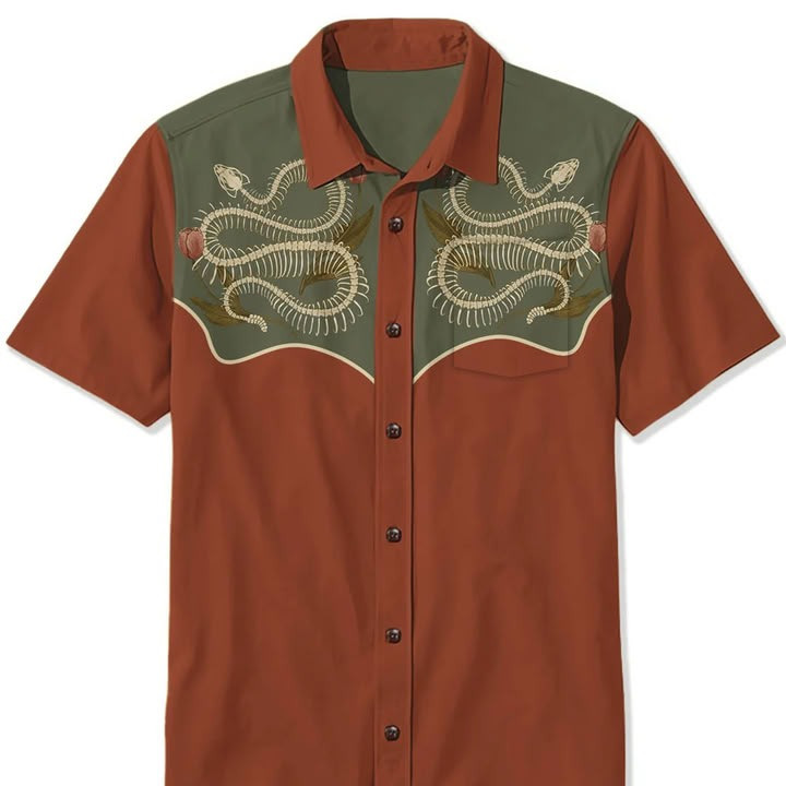 Vintage Western Scorpion Flower Printed Hawaiian Shirt For Men Button Down Shirt